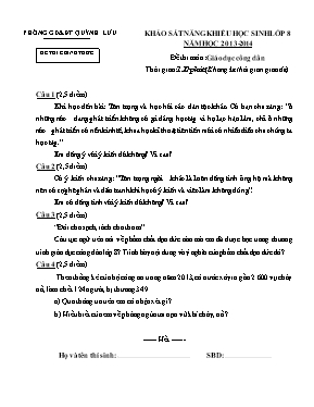Đề khảo sát năng khiếu học sinh môn Giáo dục công dân Lớp 8 - Năm học 2013-2014 - Phòng GD & ĐT Quỳnh Lưu